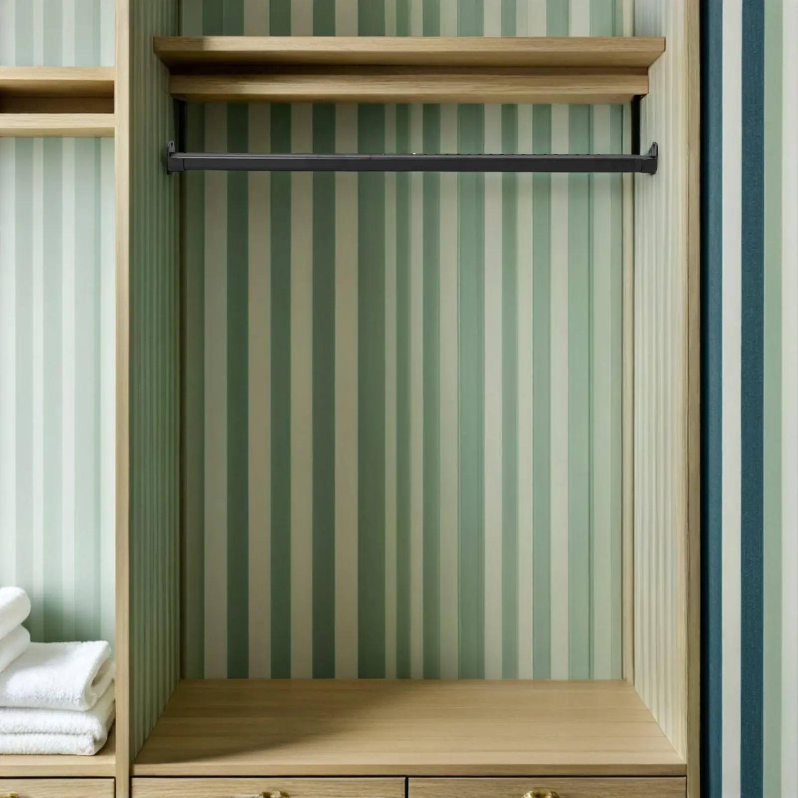 

Комплект телескопических штанг для шкафа в римском стиле, черные регулируемые овальные металлические трубчатые опоры для гардероба, штанга для подвешивания одежды