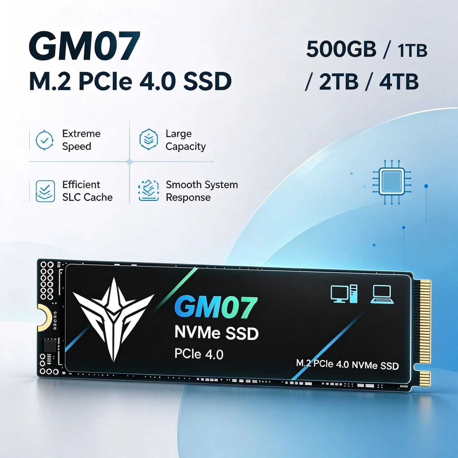 PCIe Gen4 M2 NVMe GM07 Embedded Solid State Drive 2026 New 500GB 1TB 2TB 4TB High Speed SSD Gaming PC Office Notebook System