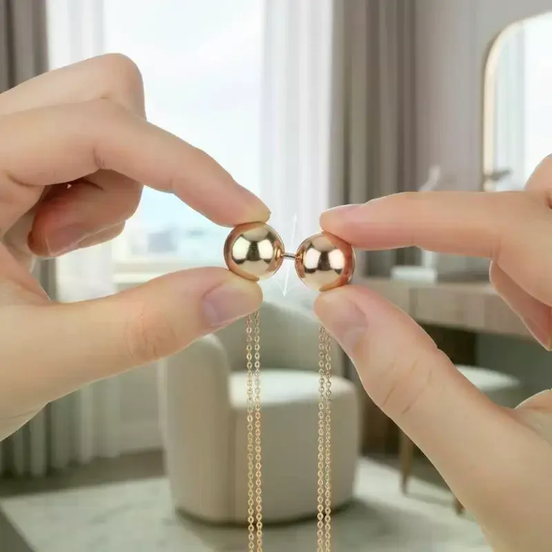 2pcs Magnetic Clothing Clip Chain Metal Button Holders for Shirt Sweater Versatile Daily Application