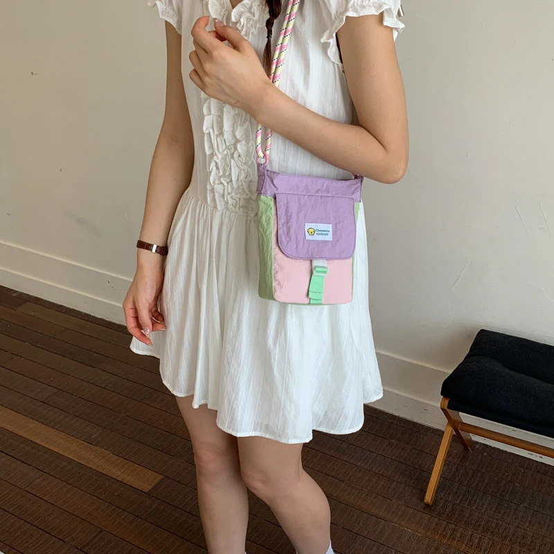 

Korean Cute Mini Phone Bag 2026 New Color Block Versatile Lightweight Simple Crossbody Shoulder Bag