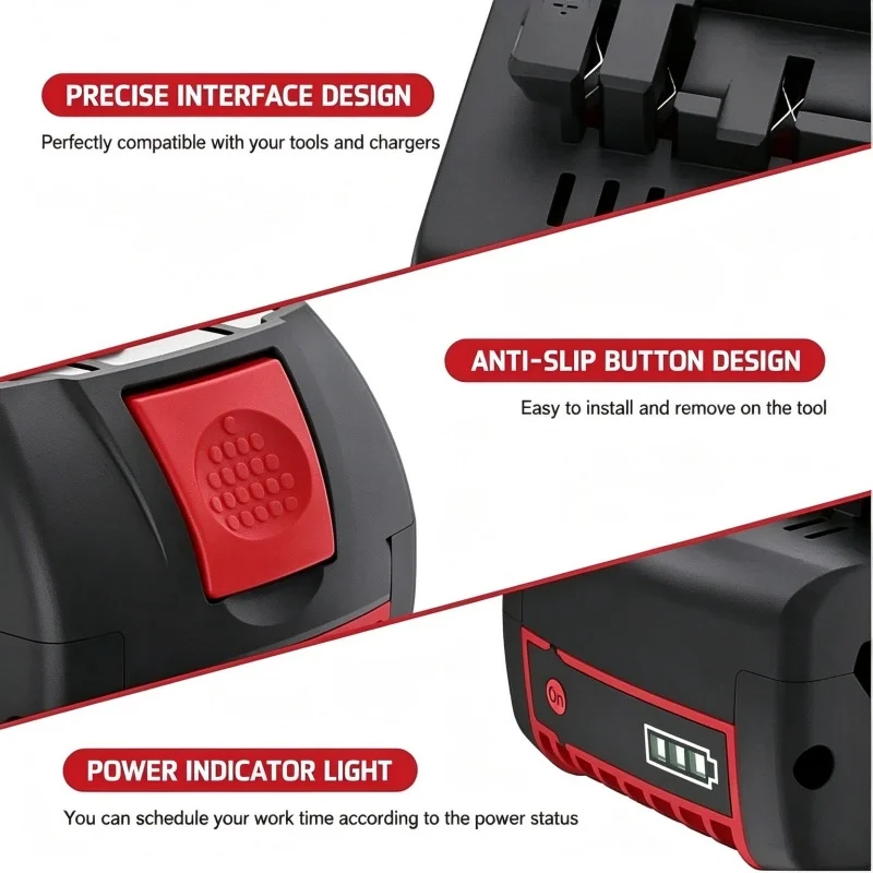 For Bosch 18V 6.0Ah Professional Rechargeable Lithium Battery BAT609, BAT609G, BAT618, BAT618G, BAT614, Fast Charge Charger 2026