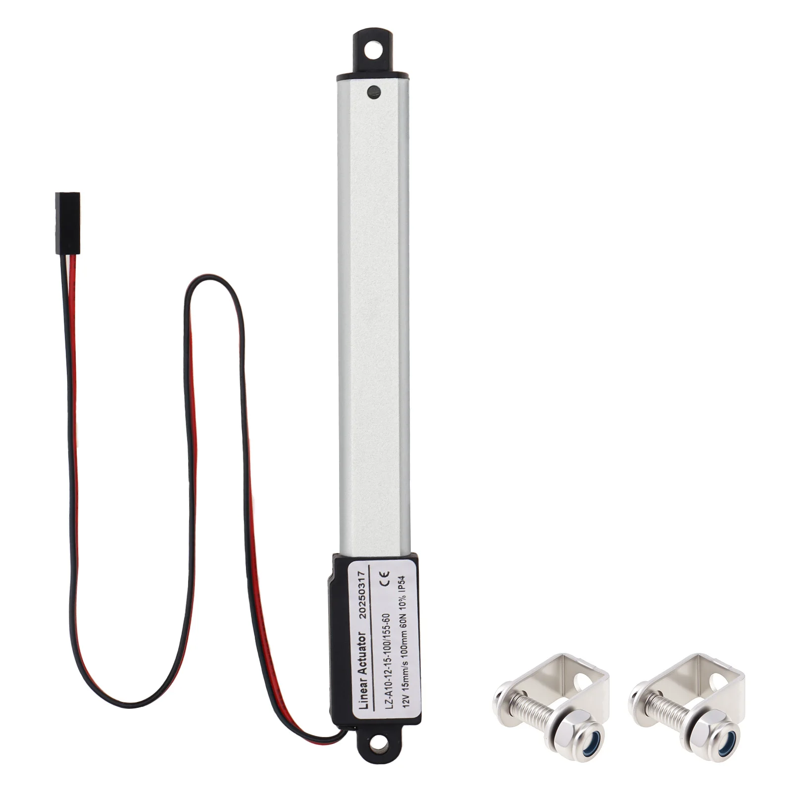 100 mm /4 inch Stroke 60N/13.4 lbs Speed 15mm/s DC 12V Linear Actuator for Cabinets/Window Openers/Robots with Mounting Brackets