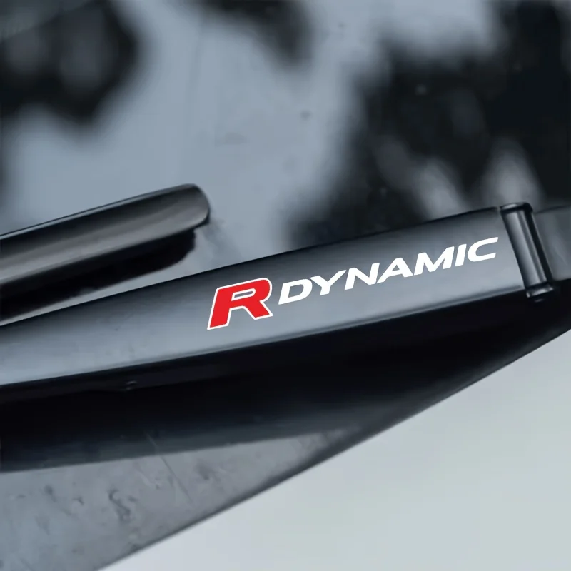 2PCS R Dynamic Letter Car Windshield Wiper Sticker Vinyl Decal Auto Body Matte Decoration Scratch Protection