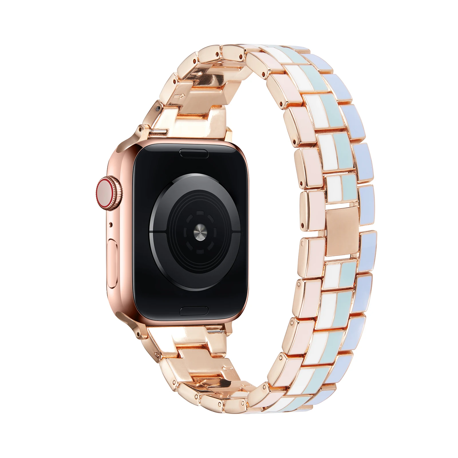 Metal strap for Apple watch band 45mm 44mm 40mm series 8 7 6 5 4 SE Rainbow colors stainless steel for iwatch 3 42mm 38mm strap