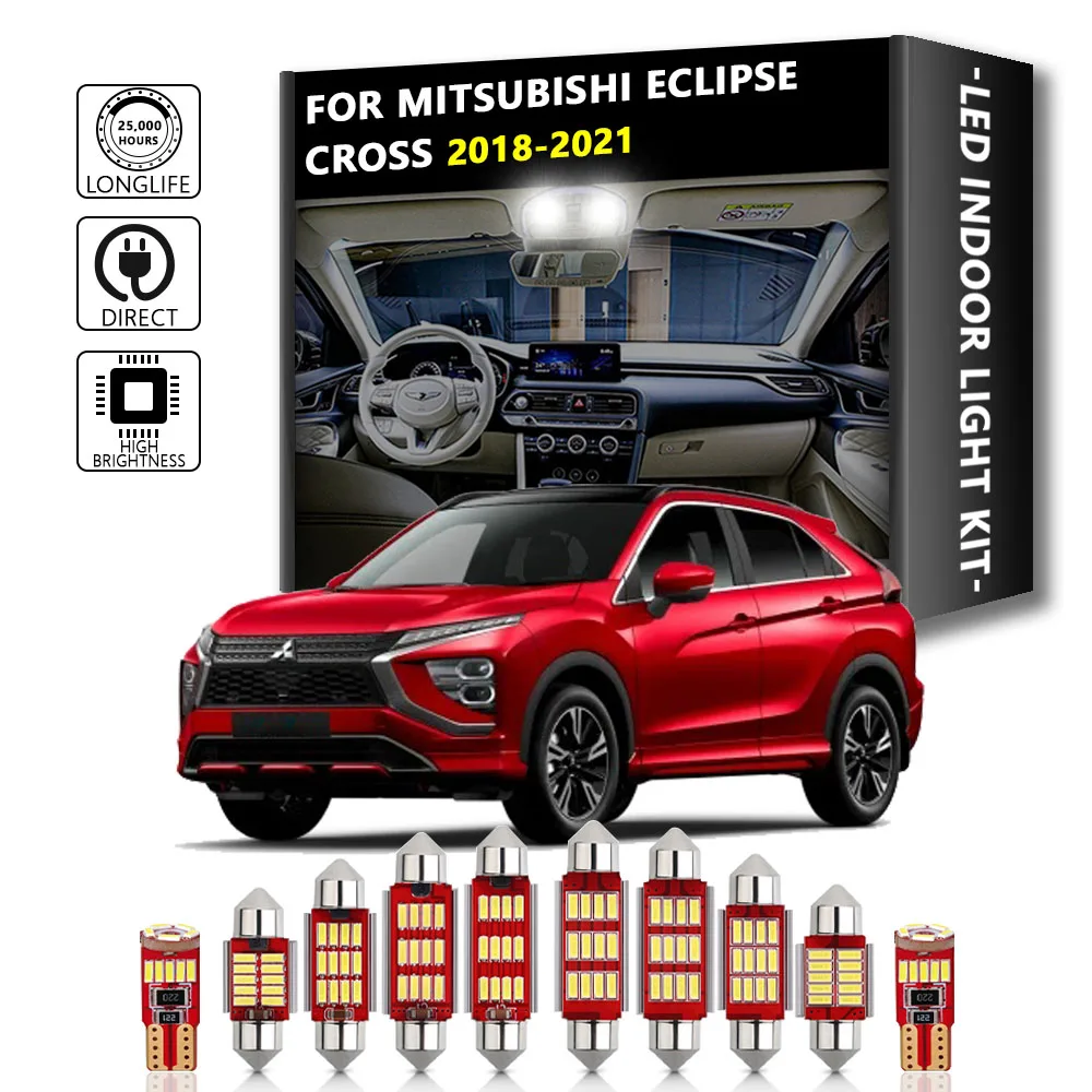 

11Pcs Interior LED For Mitsubishi Eclipse Cross 2018 2019 2020 2021 Canbus Vehicle Bulb Indoor Dome Map Trunk Light Kit