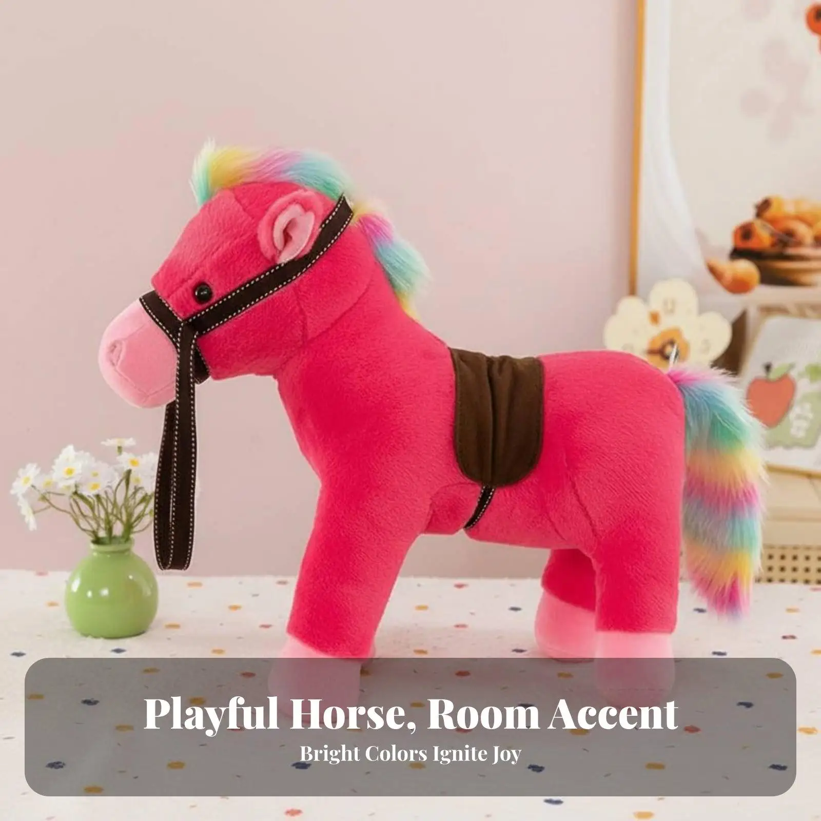 Adorable Plush Pony Stuffed Animal Horse Toy with Detailed Saddle for Equestrian Lovers