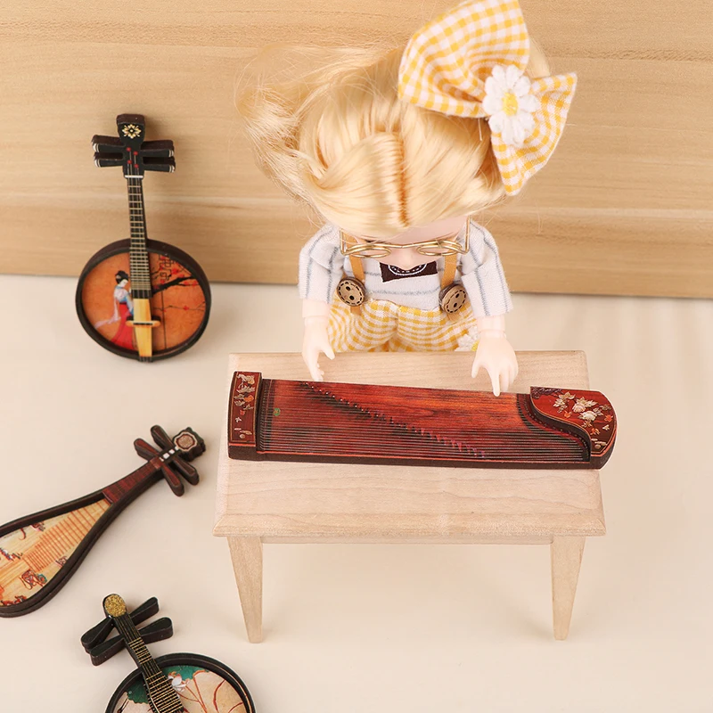 1PC 1/12 domek dla lalek Pipa Guzheng Guqin Model domek dla lalek narodowy instrument muzyczny dekoracja domek dla lalek ozdoba rzemieślnicza