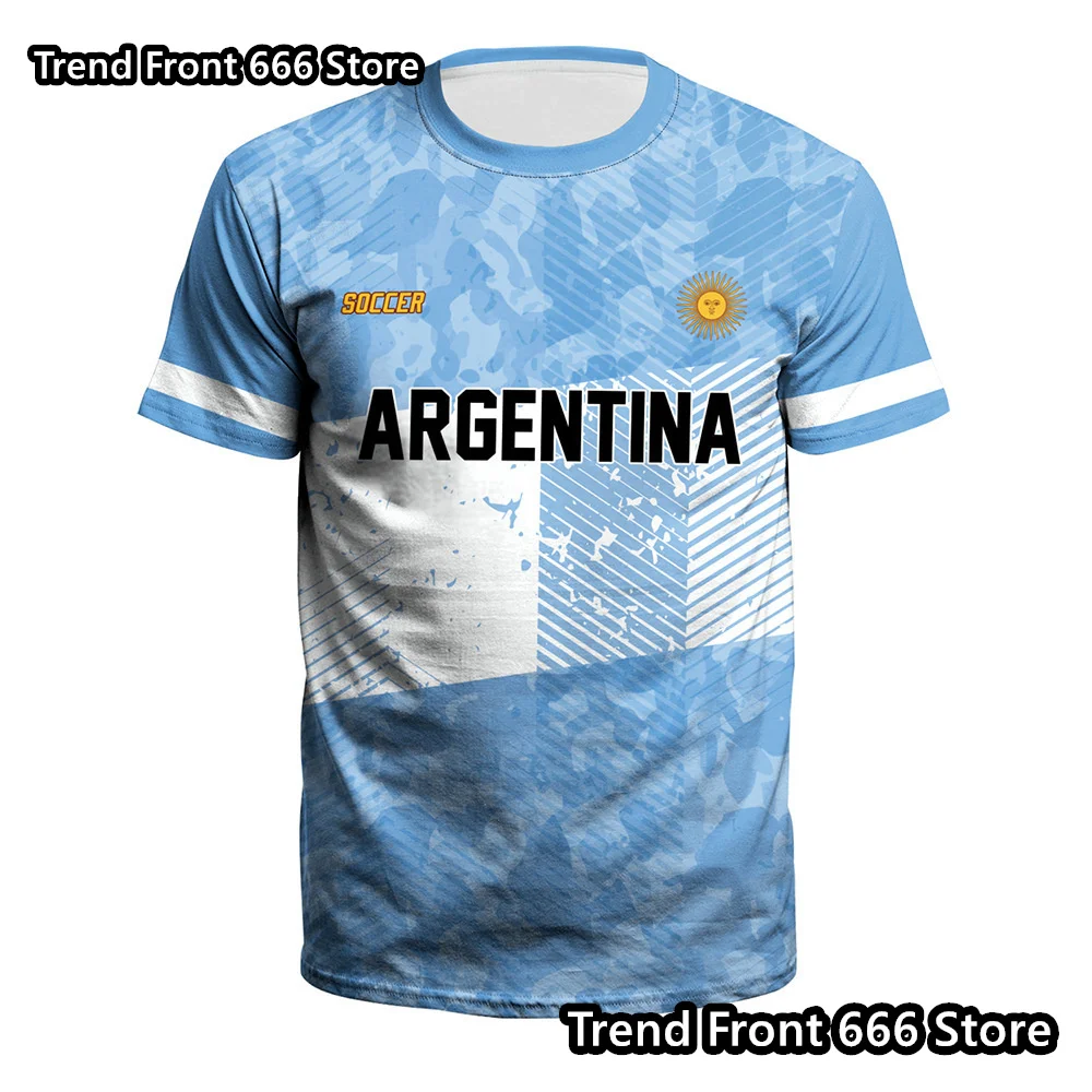 

Brazil Argentina Fans Cheering T-shirt Summer Kids And Mens Jersey t shirt 3D Prited Sports T shirts Boys Parent-child Tees