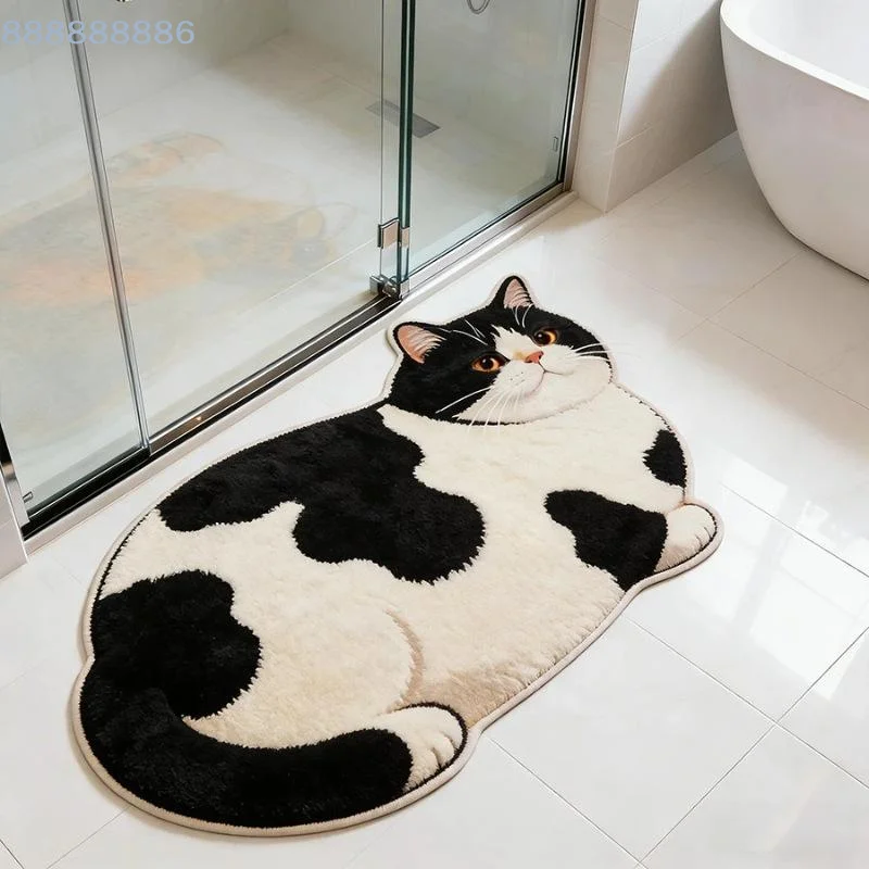 [B]3D Cat Shaped Diatomite Bath Rug Super Absorbent Non-Slip Quick Dry Soft Floor Mat for Bathroom Shower Room Home Use