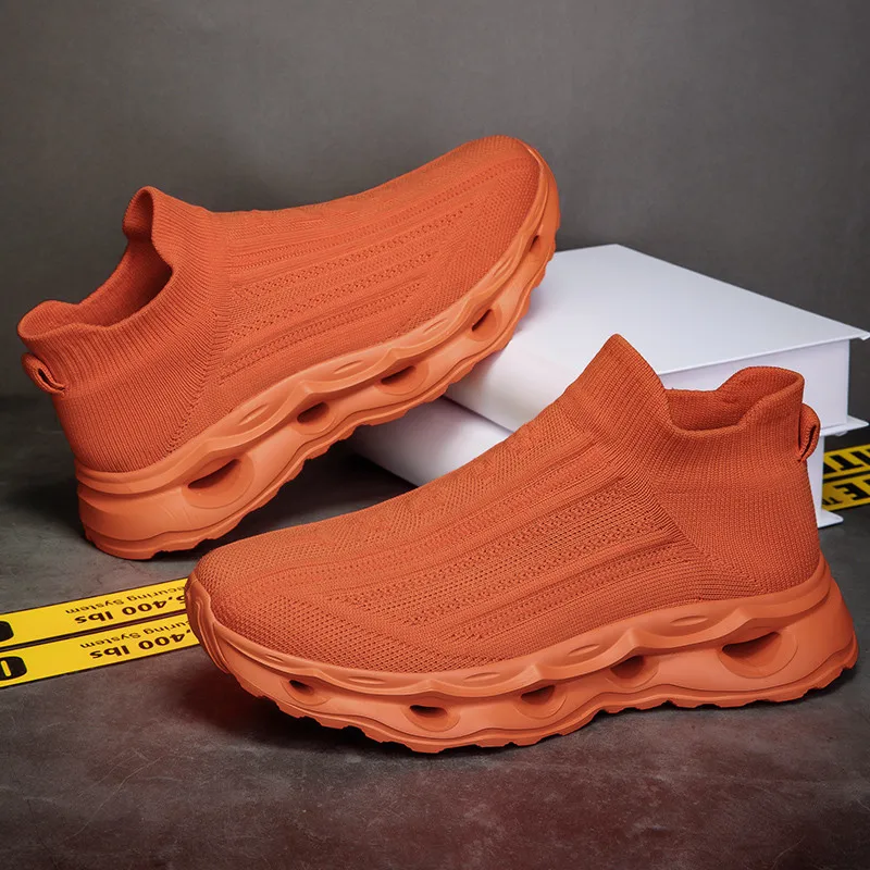 Hot Selling Cheap Shoes Trainers for Men Women Breathable Socks Men's Platform Sneakers Big Size 48 Orange Casual Sneakers Men