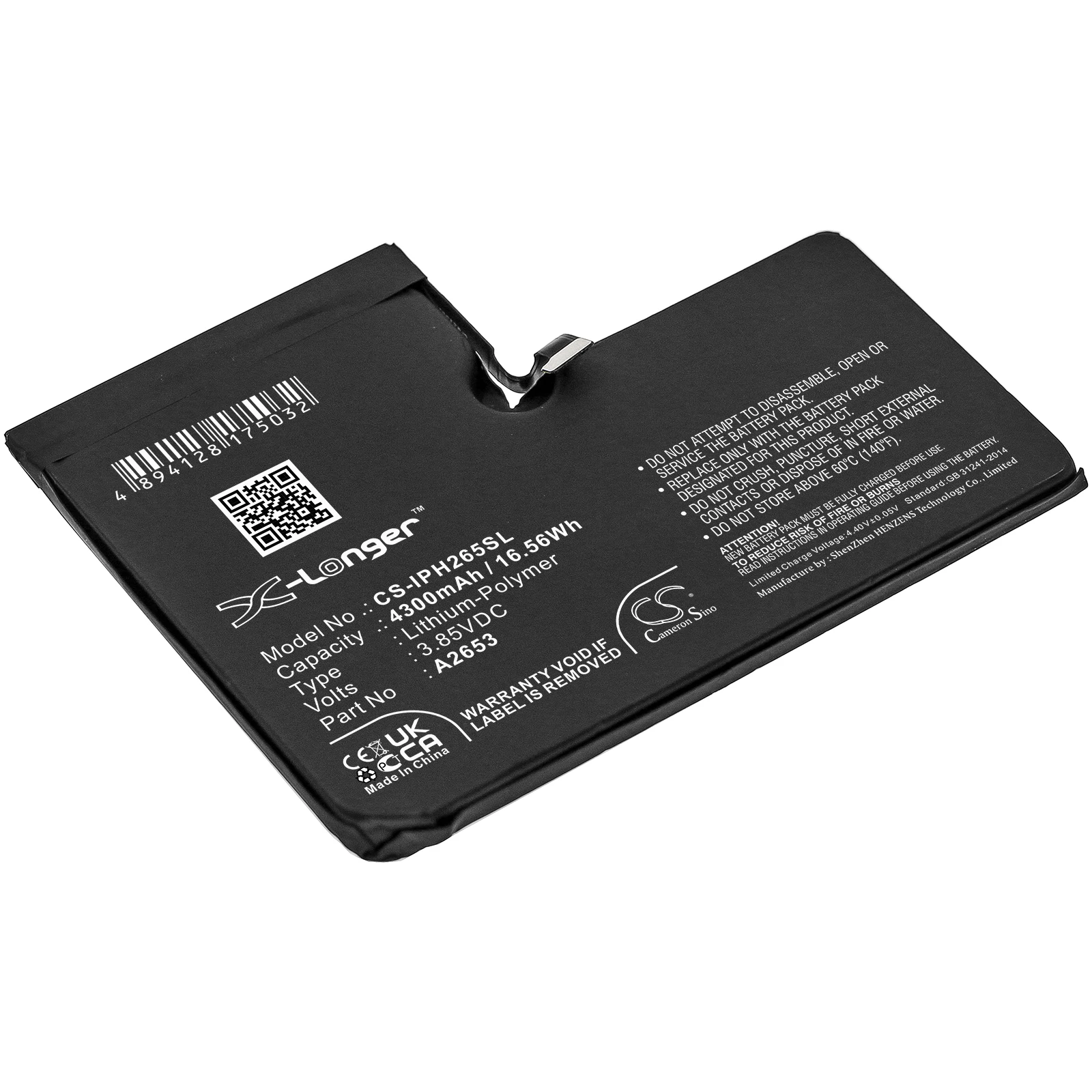 

CS Mobile SmartPhone Battery for Apple iPhone 13 Pro Max Pro Max 5G A2645 Fits A2653 4300mAh/16.56Wh.Li-Polymer.3.85V