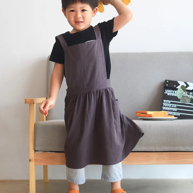 Cotton Baby Apron Painting Aprons for Kids Baking Kitchen Floral Children Aprons Sleeveless Dining Bibs Art Smock