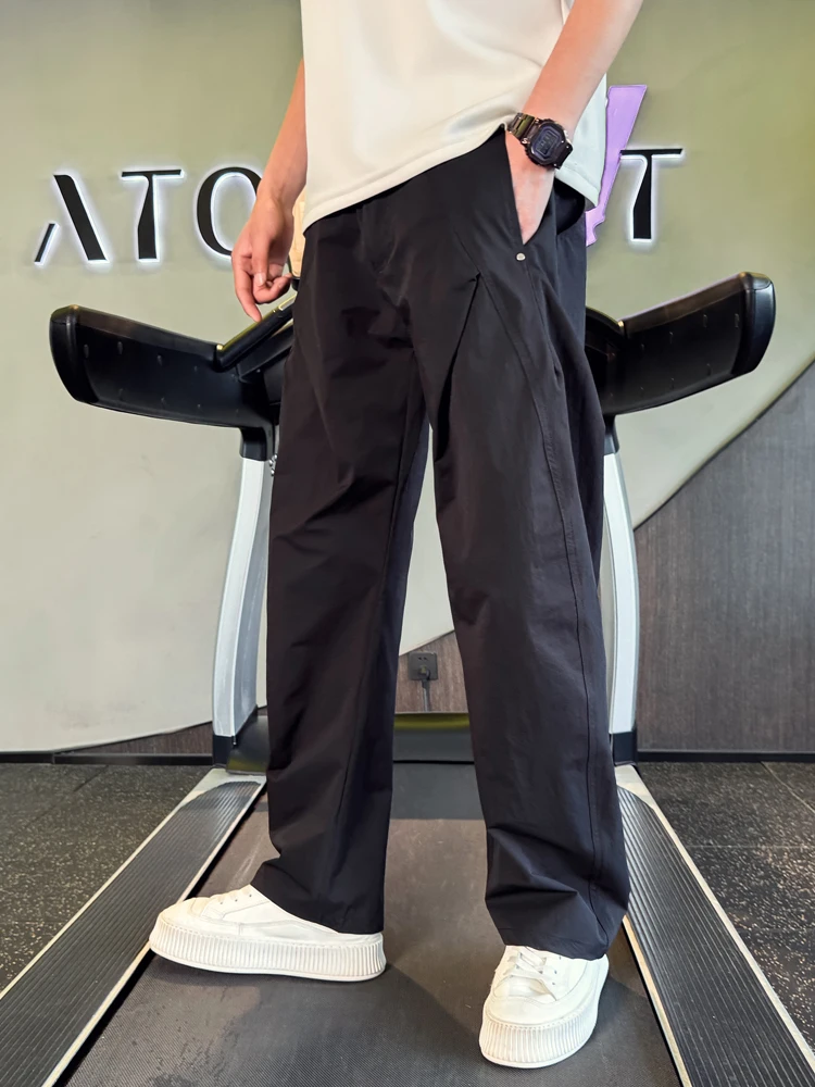 عارضة فضفاض واسعة الساق السراويل الرجال Faion مستقيم قطع السراويل العصرية سكين الرجال السراويل تنفس مريحة الصيف L... #5