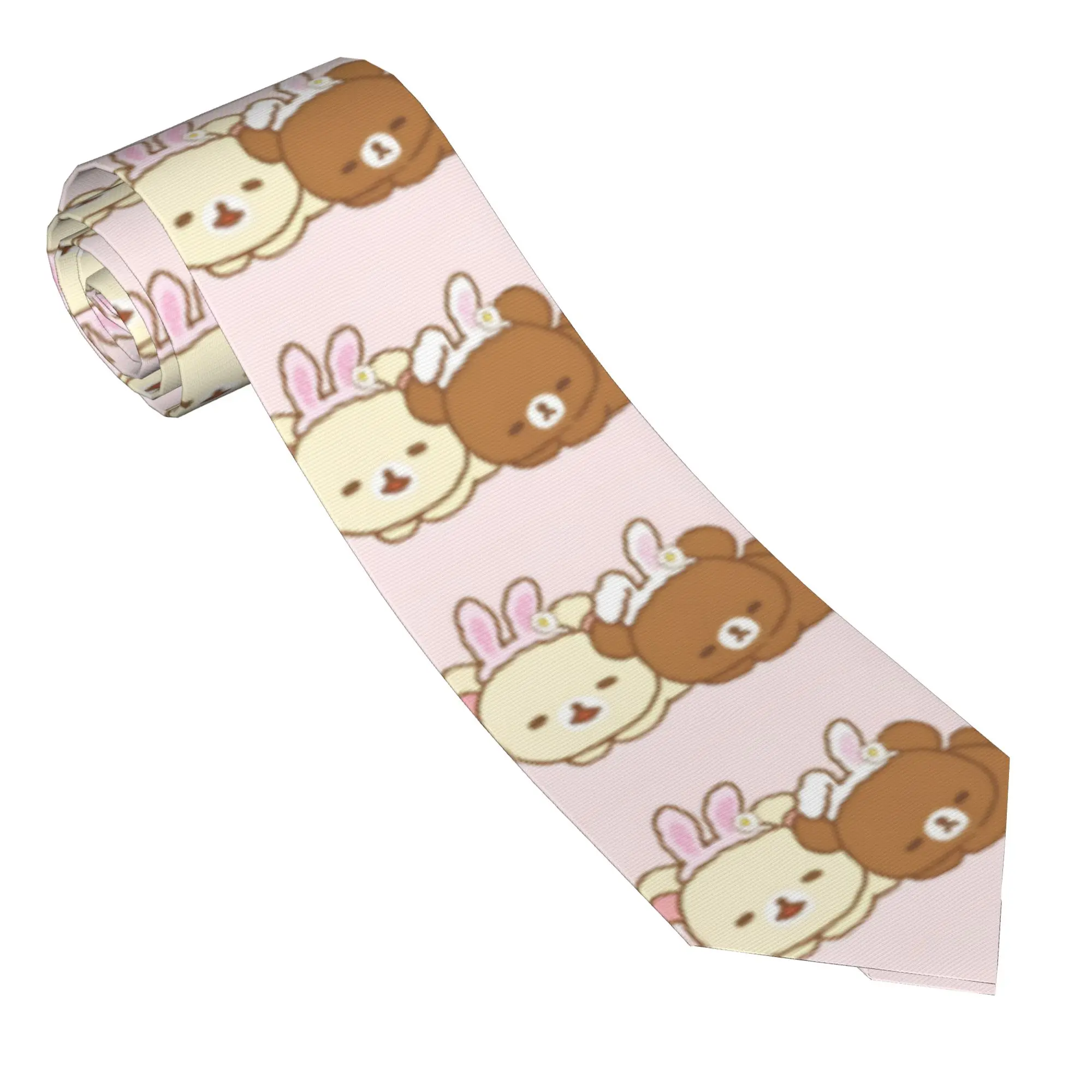 Necktie Two Bears Kawaii Cartoon Men  8 cm Classic Neck Ties  Rilakkumas for Men Daily Wear Gravatas Wedding Accessories Gift