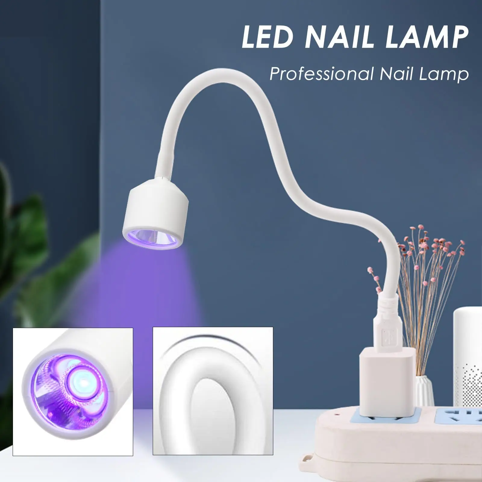 

UV LED Nail Lamp Portable Light For Gel Nails 360 Degree Freely Adjustable Tube Nail Dryer For Nails Art Decoration