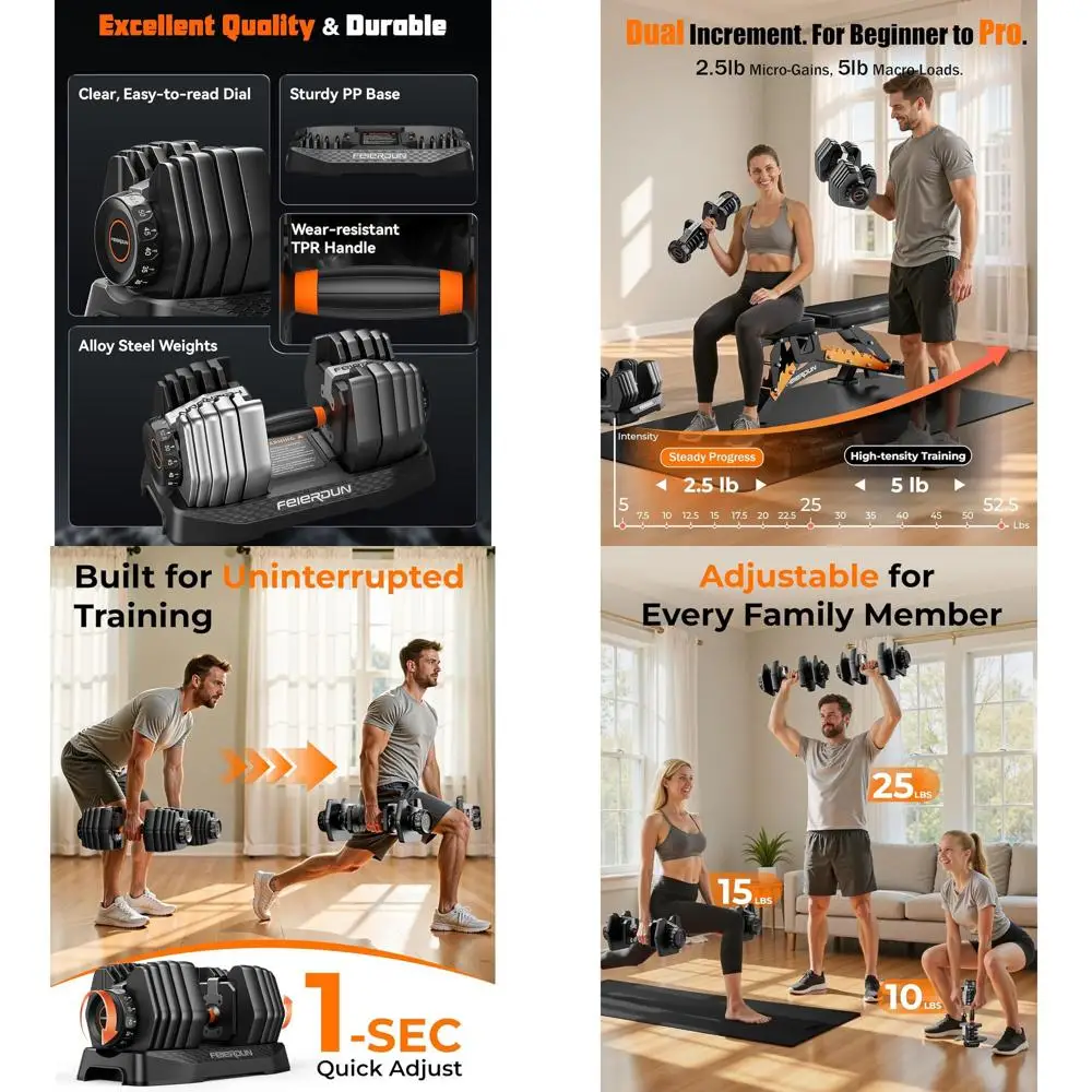 

Универсальные регулируемые гантели на 15 функций, набор 105/52,5 фунтов с местом для хранения, быстрая регулировка, нескользящая ручка для домашнего спортзала, силовая тра