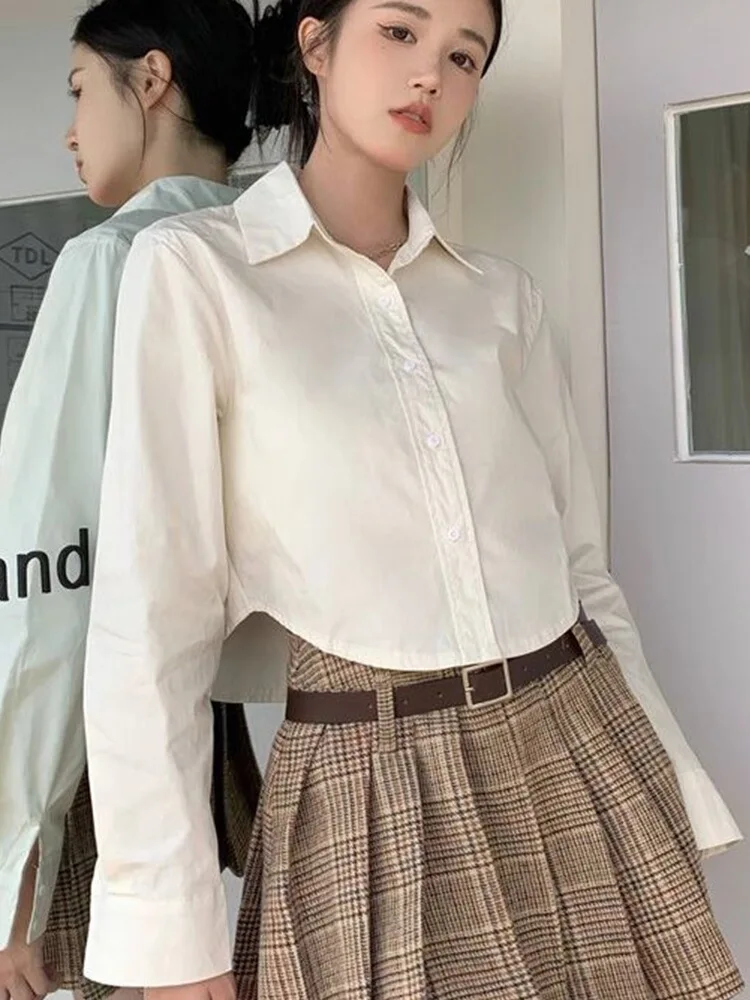 

White Collar Short Sleeve Women's Shirt Spring Summer New Style Elegant Open Cardigan Top High Waist Other Material 100%