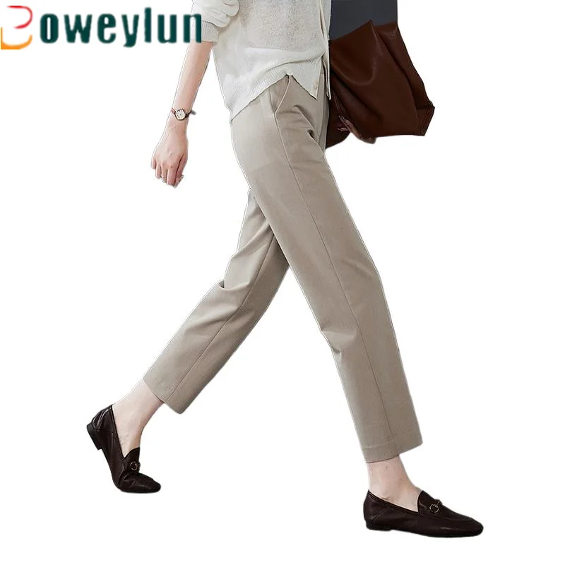 

Boweylun Autumn New Slim Commuter Casual Nine-minute Trousers Famle Solid Colour Fashion Suit Trousers Women