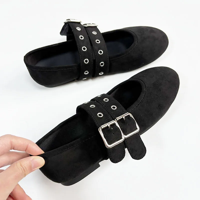 

2026 New Fashion Buckle Strap Women Mary Janes Lolita Flats Shoes Female Round Toe Footwear Shallow Ladies Flats With Shoes