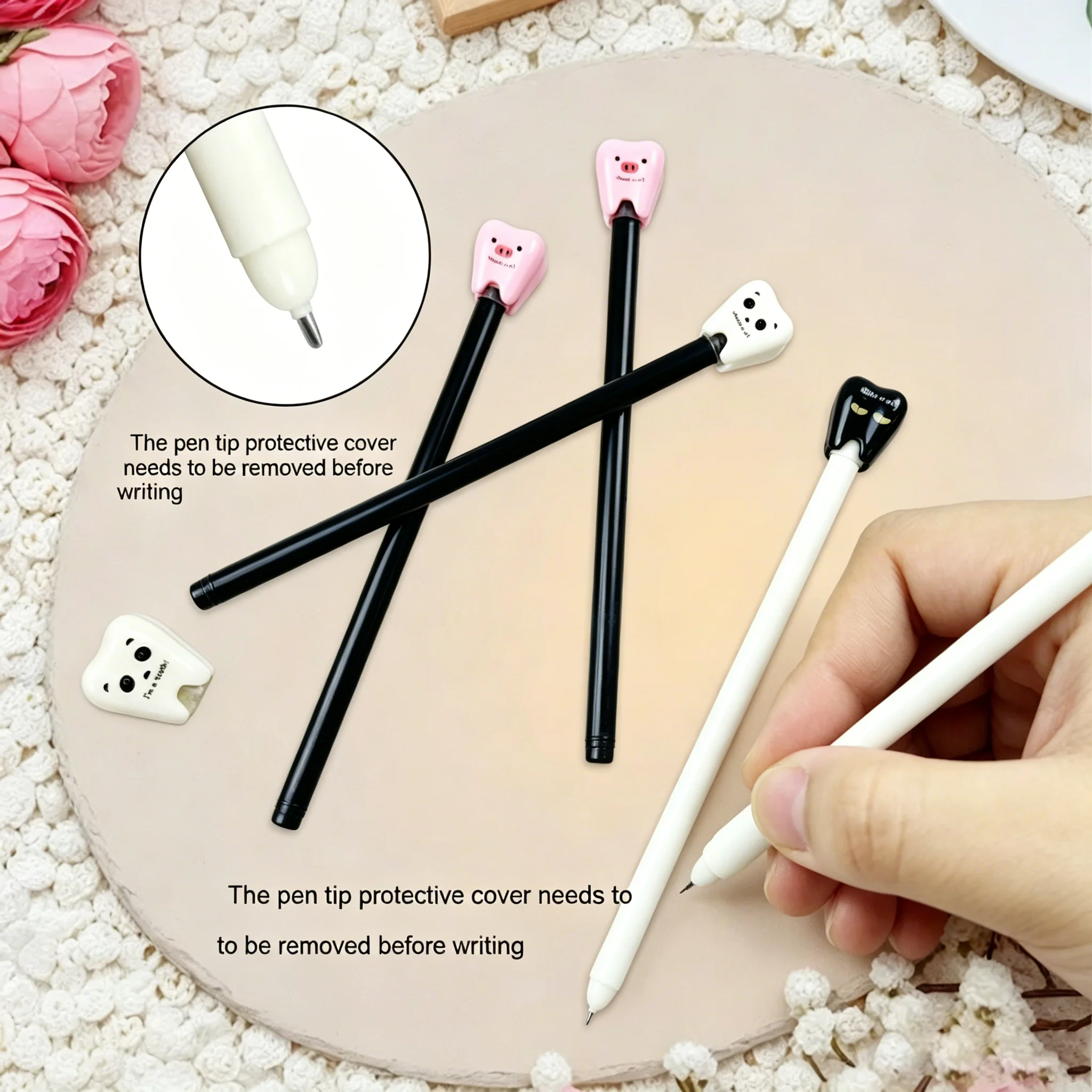 10pcs Dental Creative Cute Cartoon Tooth Pattern World Dental Day Ballpoint Pens Oral Health and Dental Care Writing Clinic Gift