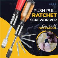 Push Pull Ratchet Screwdriver Set 6 in 1 Press Type Semi-automatic Rotating Spiral Screw Driver Bit Multi Tool Screw Driver Kit