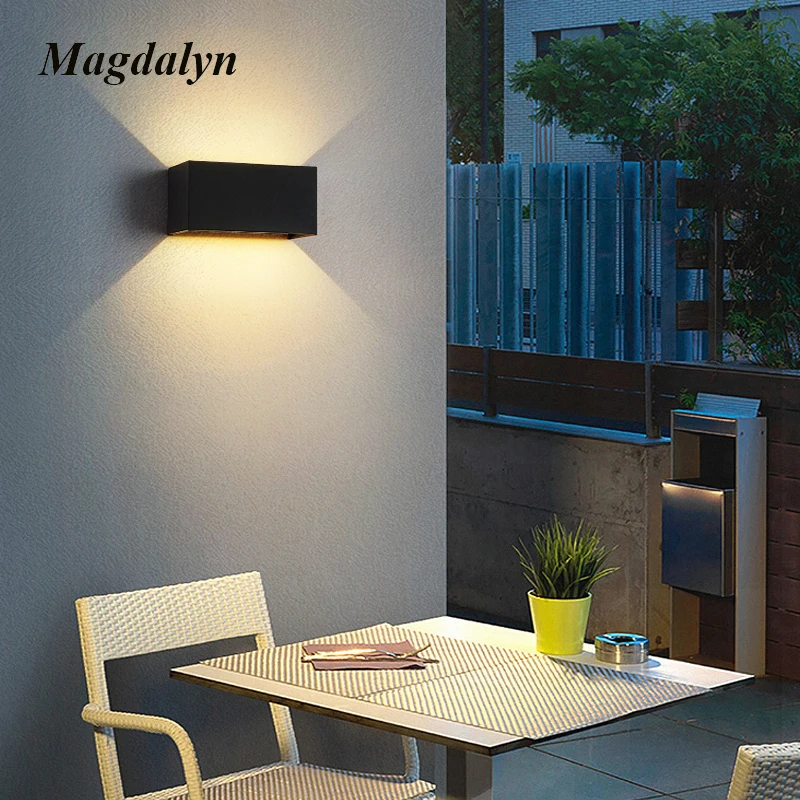 Magdalyn Led applique da esterno impermeabile 24W casa Aluminio Led bianco nero Decorativo Patio portico lampada illuminazione da parete per interni