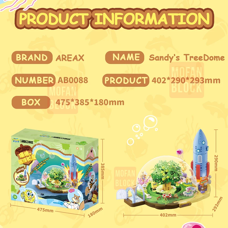 AREA-X SpongeBob SquarePants Sandy's Treedome Scena Architektoniczna Model Klocki Konstrukcyjne Zabawka z Kreskówki Cegła Dekoracja Domu Prezent Świąteczny