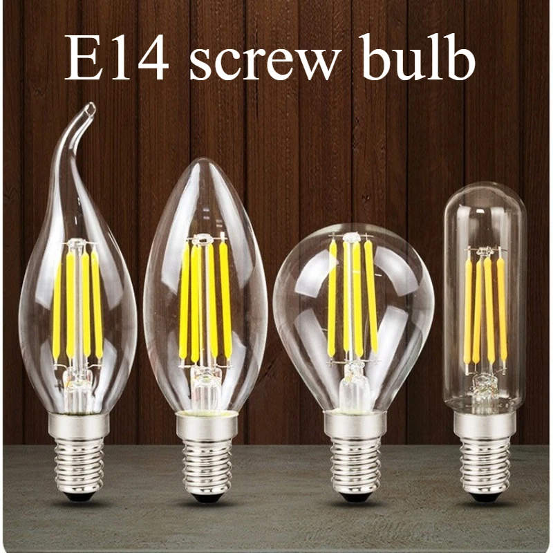 

E14 Screw Mouth LED Edison Candle Light Bulb Crystal Lamp Warm Light Imitation Tungsten Wire Retro Super Bright