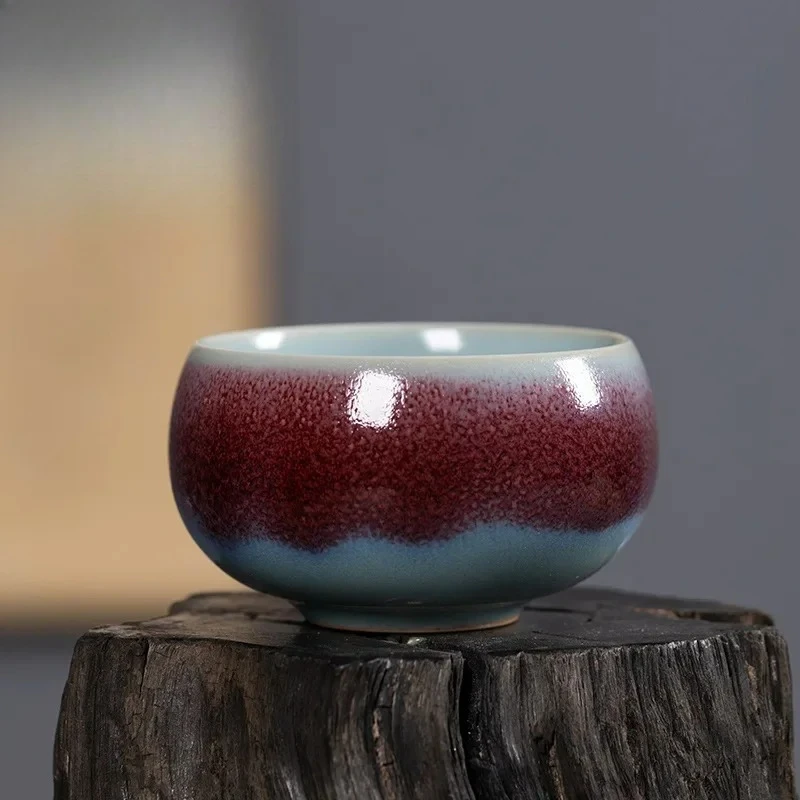 Handmade Longquan Celadon Teacup Retro Jun Kiln Ceramic Master Cup Japanese Puer Tea Bowl Chazhan Tea Services Accessories Gifts