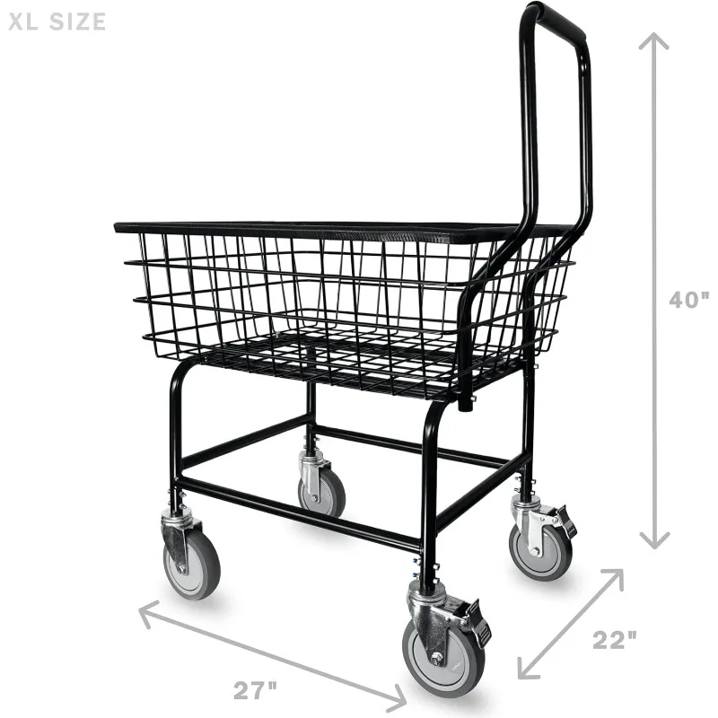 LVP Work Horse Commercial Laundry Cart with Removable Handle 2.85 Bushels (Black, Extra Large)
