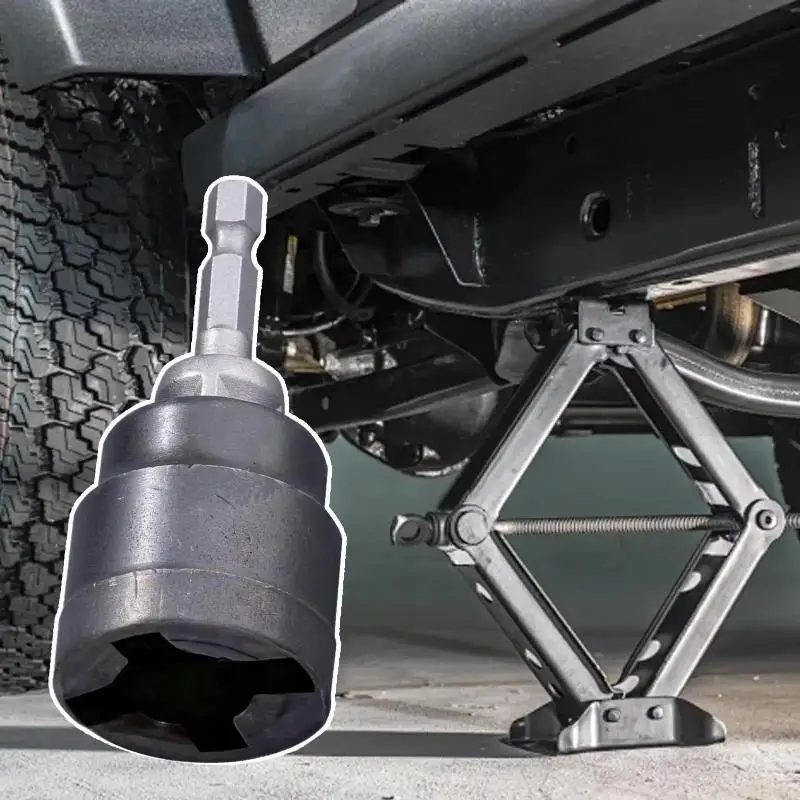 1 Set Universal Scissor Car Jack Adapter Stabilizer Jack Drill Disassemble Tool Steel Ball Joint Rod Impact Wrench Tool