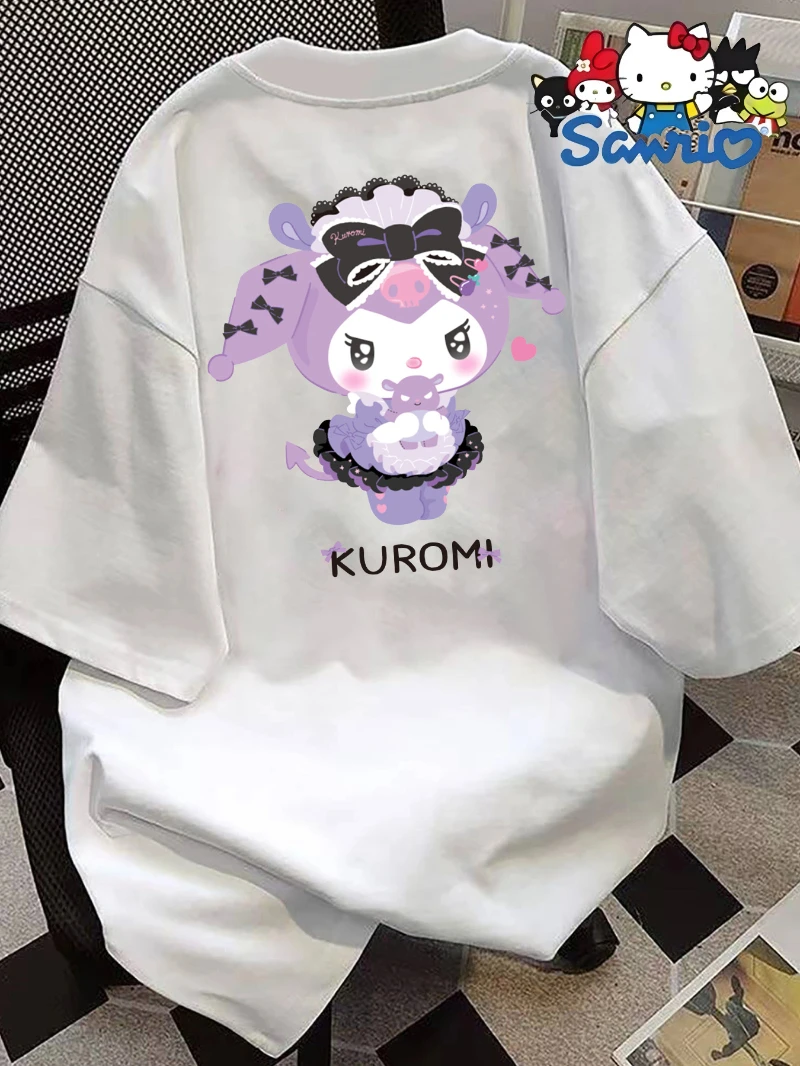 

Футболка с принтом Kulomi, весенне-летний повседневный топ из чистого хлопка, удобный и модный топ с короткими рукавами, женская одежда