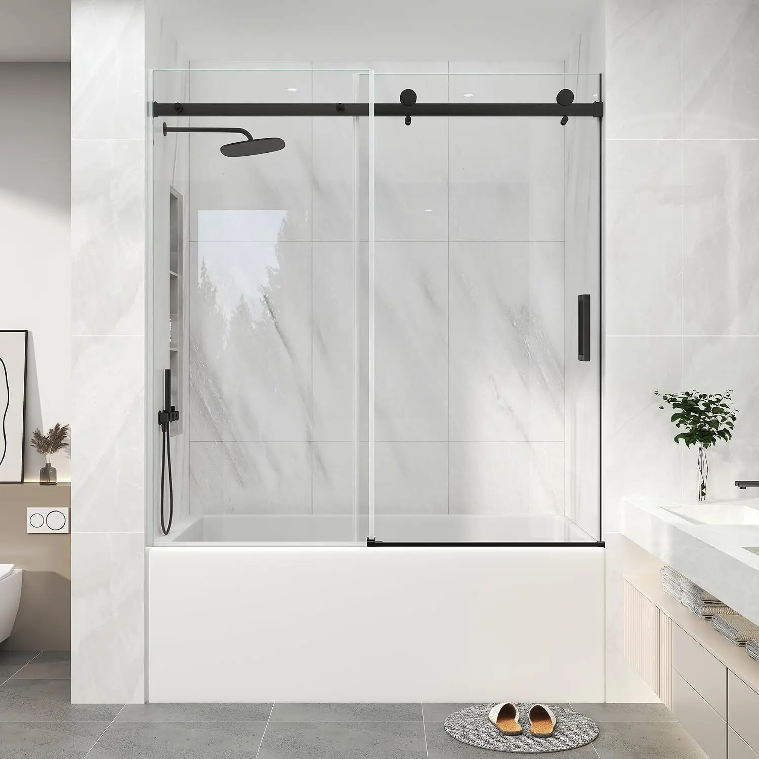 Frameless Sliding Bathtub Door 55-60