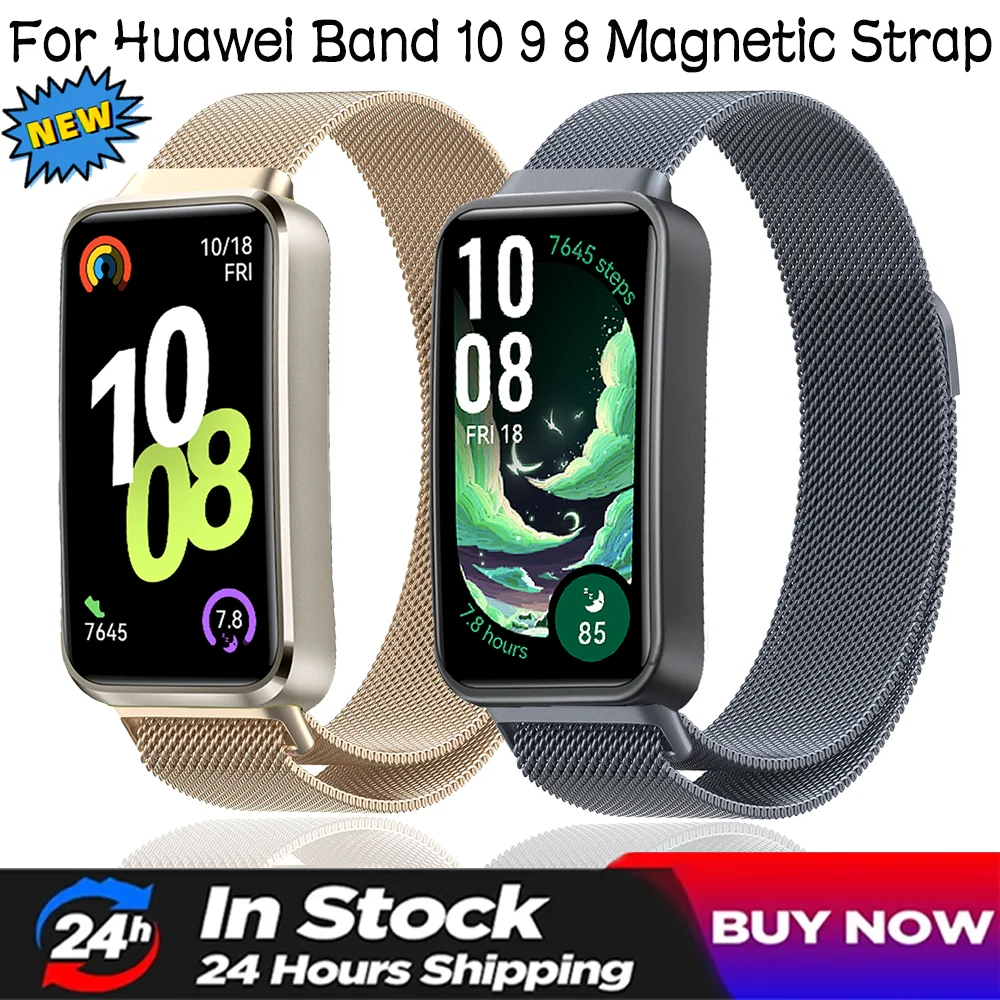 

Миланский ремешок с магнитной петлей для Huawei Band 10, удобный браслет из нержавеющей стали, ремень Huawei Band 9 8, аксессуары для браслета
