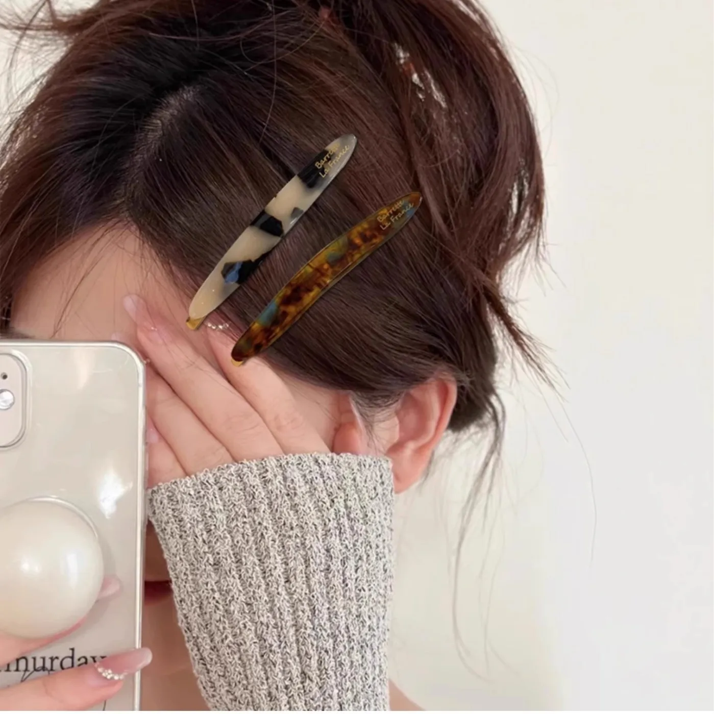 

Korean Ins Style Acetate Flat Clips Amber 2026 New Non Slip Side Bangs Baby Hair Grips for Women Elegant Daily