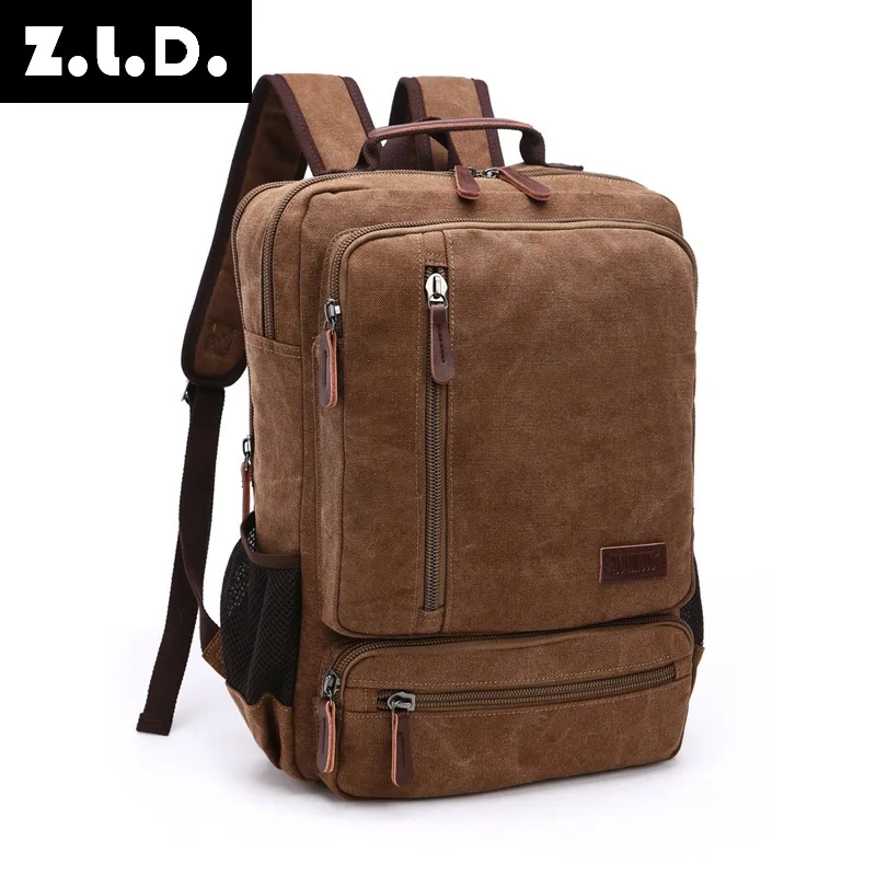 Zaino in tela vintage da uomo Borsa a tracolla da viaggio di grande capacità Borsa per studenti di moda di alta qualità Zaino per laptop per notebook maschile