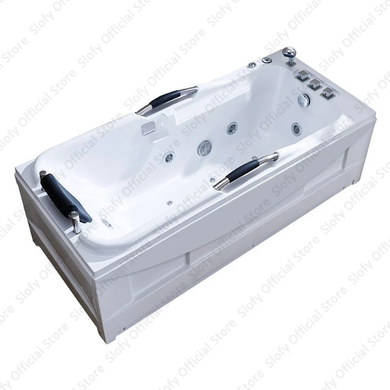 1.8-Meter Widen Acrylic Bathtub With High Load-bearing Capacity and Double-sided Skirt,Multifunctional White Bathroom Furniture