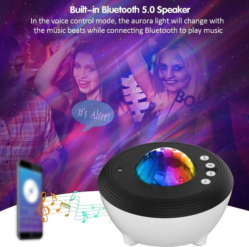 Aurora Northern Light Galaxy Projector Night Light, Starry Sky Projection Lamp With Remote & Bluetooth Speaker, Atmosphere Decor