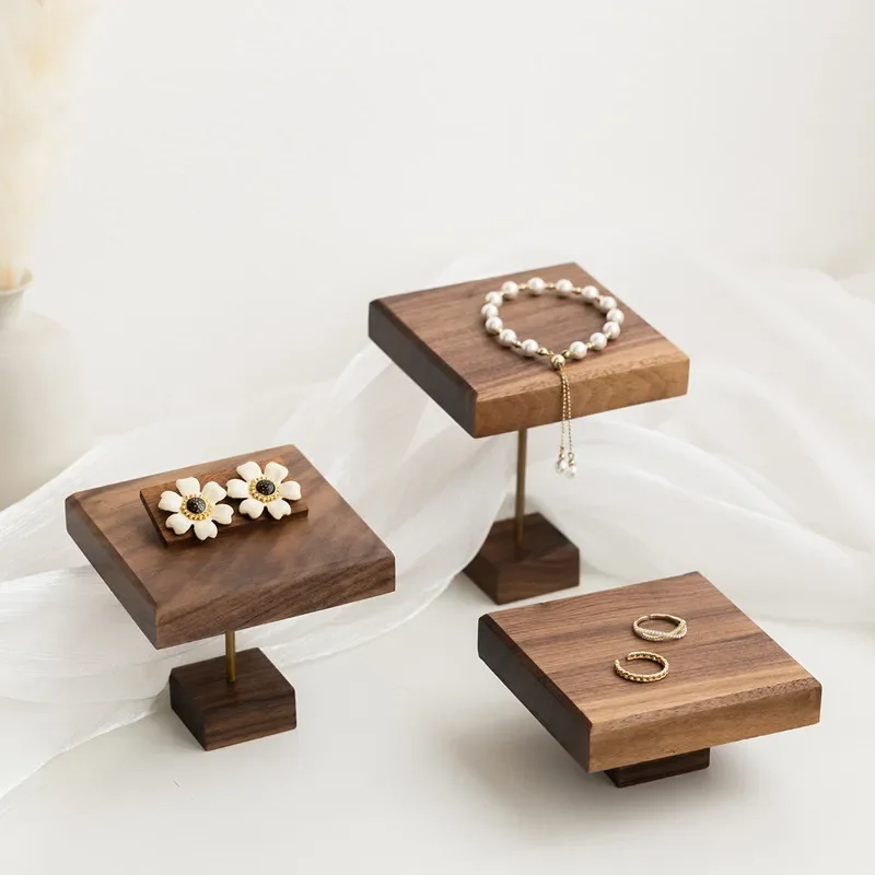Jewelry Decorative Shelves Display Stands Black Walnut  Jewelry Ladder Display Shelf Earrings Ring Tray  Props Home Decor