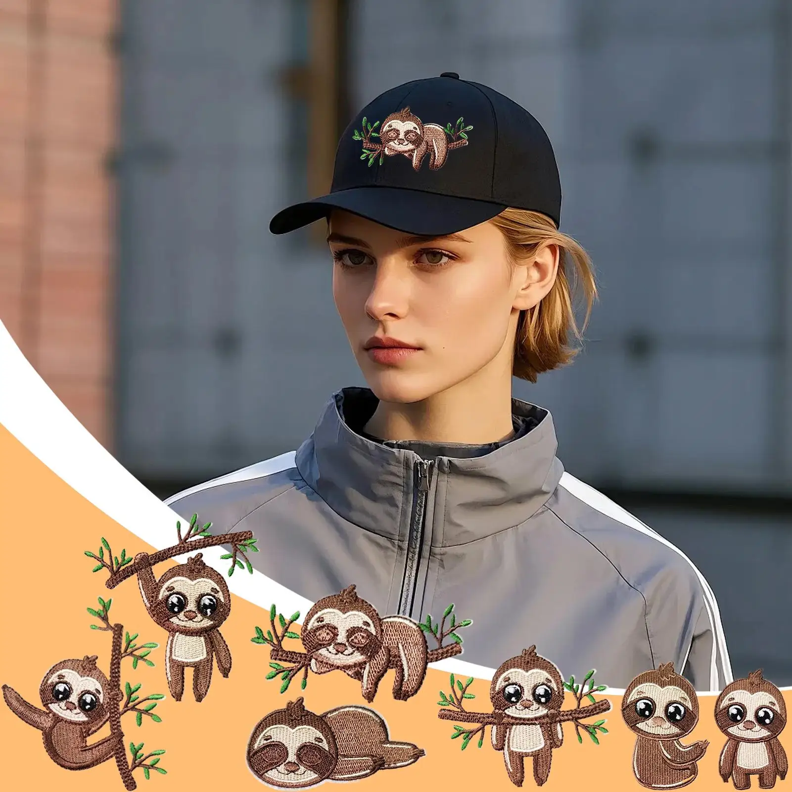 

Вышитые нашивки, железные нашивки для ремонта аппликаций, 8 шт., формы ленивца, милые аксессуары для рукоделия, листы для одежды