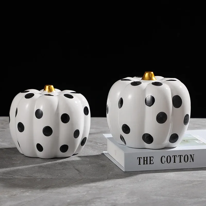 Modern Decorative Pumpkin Figurine Creative Ceramic Unique Figures For Home Living Bedroom Decor Art Housewarming Gift Wholesale