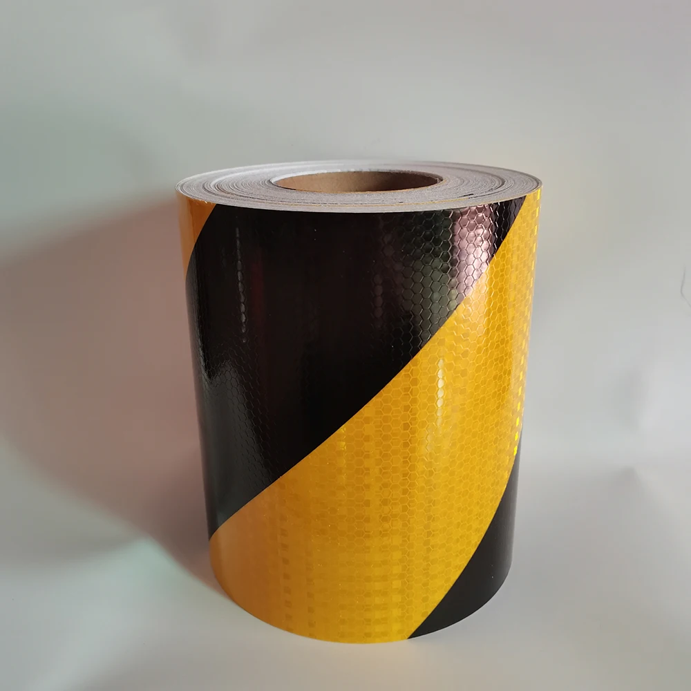 20CM*5M Reflective Hazard Safety Warning Caution Tapes Black Yellow Twill Strong Adhesive Reflectors Sheeting Conspicuity Strips