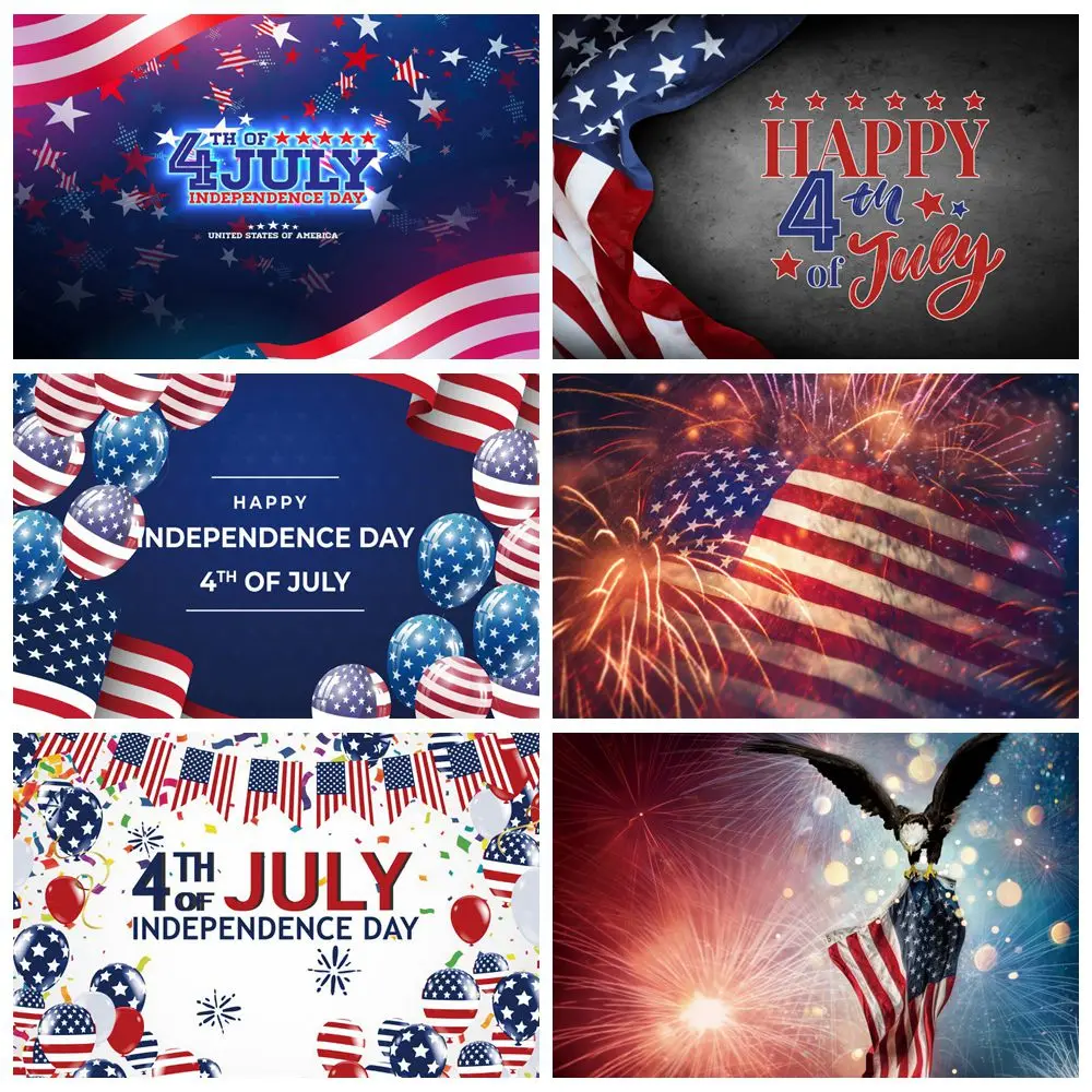 Happy July 4th Backdrop Independence Day Party Person Portrait Photography Background Decor Banner Photo Studio Props Photozone