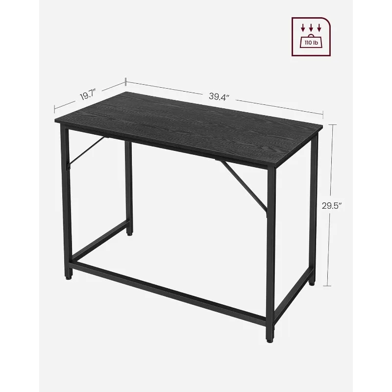 Computer Desk, Gaming Home Office for Small Spaces, 19.7 x 39.4 29.5 Inches,Industrial Style, Metal Frame, Black with Wood Grain