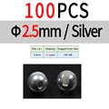 100 piezas de 2.5 mm, color plateado