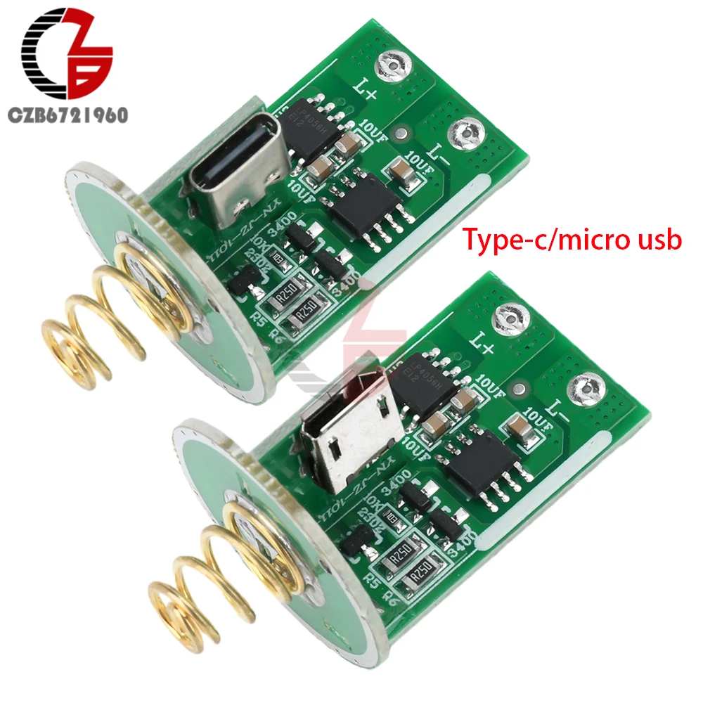 3-4.2V LED Drive Board Type-c Micro USB Charging Flashlight Drive Switch PCB Circuit Board DIY Light Kit for 18650 26650 Battery