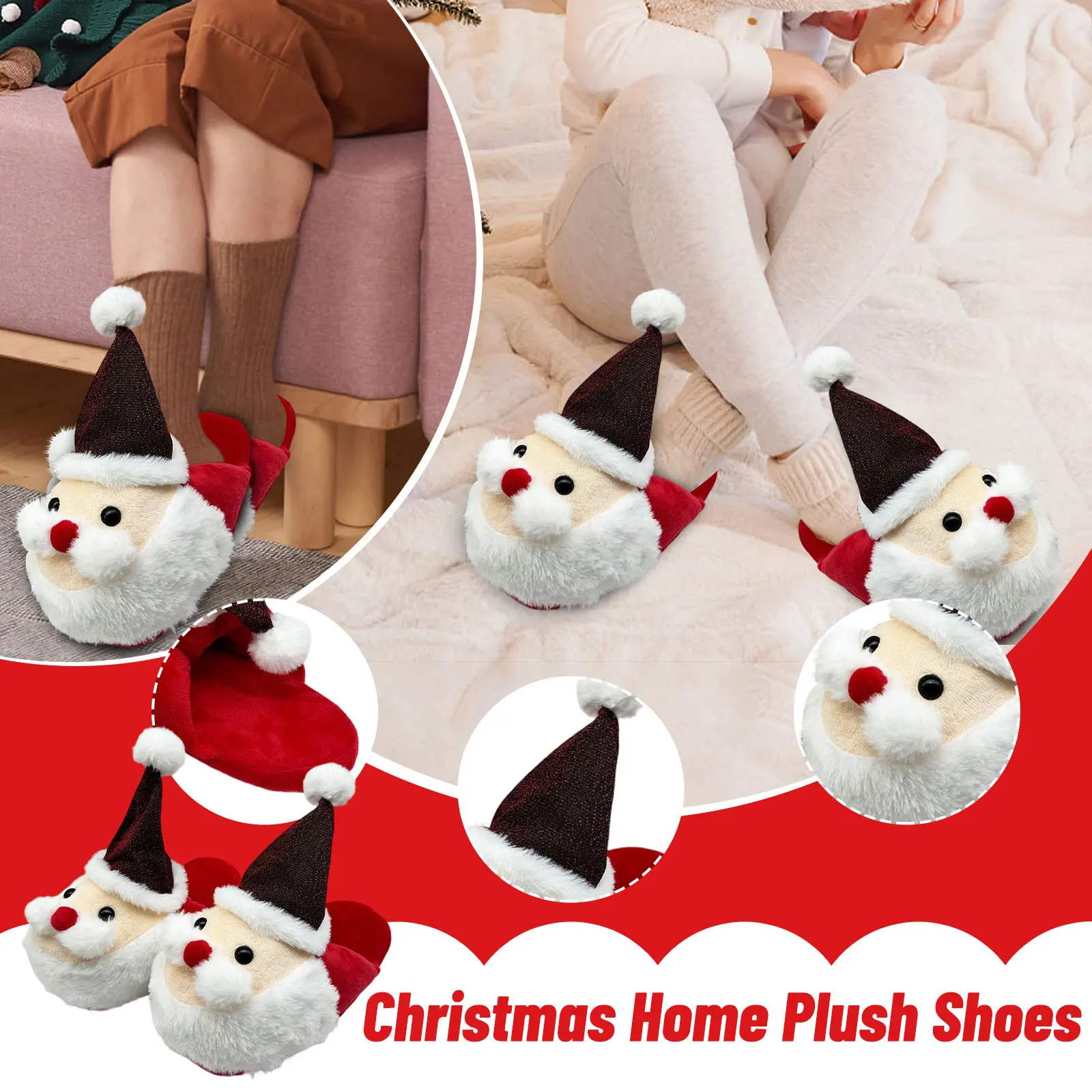 

Kids Christmas Slippers Winter Plush House Shoes Warm Cozy Indoor Cotton Slippers For Boys & Girls
