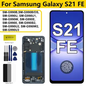 Bilashmart AMOLED Screen Samsung Galaxy S21 FE 5G G990B Lcd Display Digital Touch Screen with Frame Samsung S21 FE Replacement