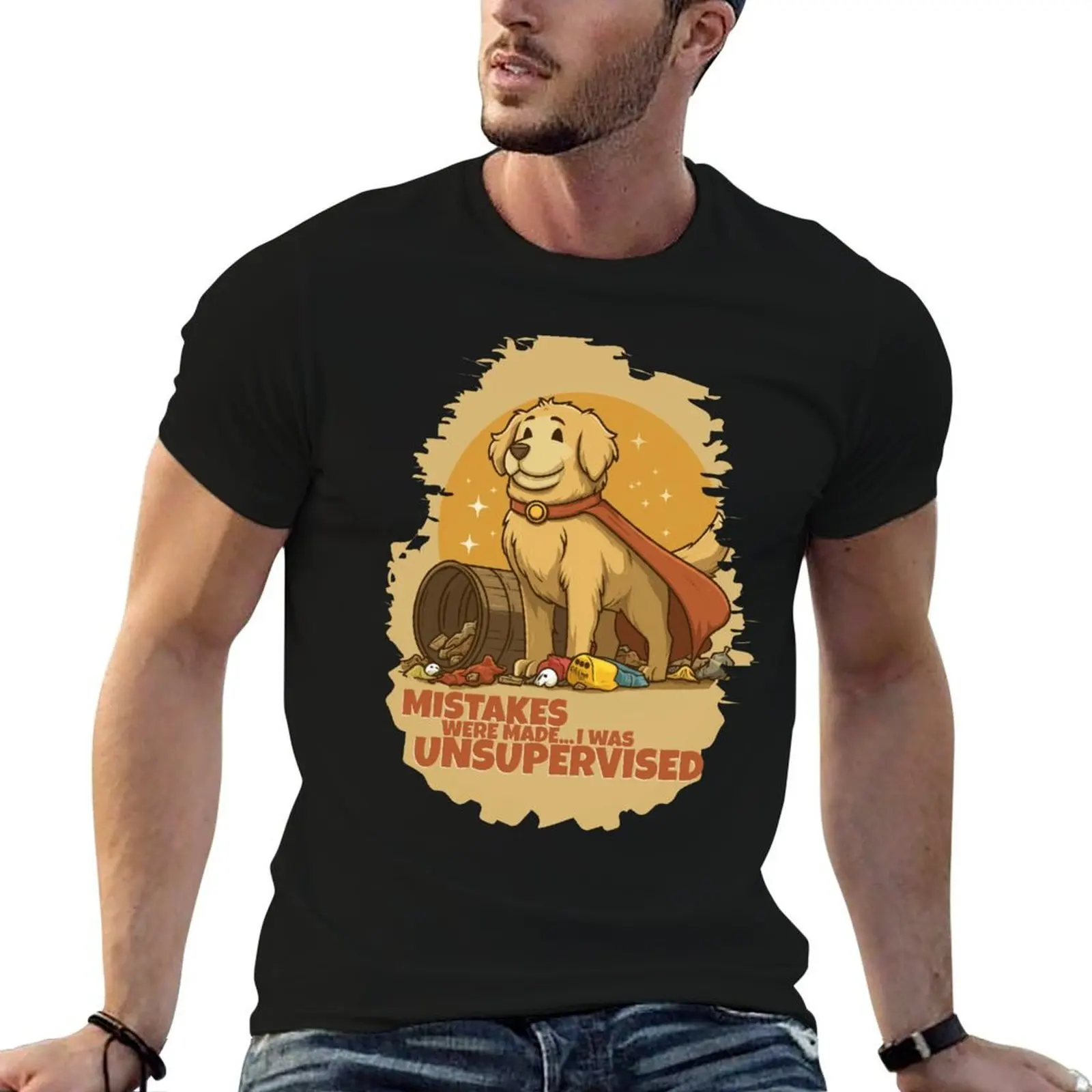 

Funny Golden Retriever in Cape – I Was Unsupervised Dog Art T-Shirt man t shirts graphic g man t shirts for men T-Shirt
