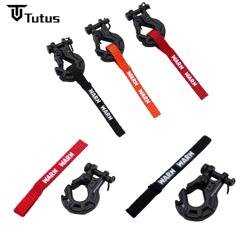 Rc Car Winch Hook With Winch Pull Strap Tags Decoration For 1/10 Rc Crawler Car Axial Scx10 Traxxas Trx4 Rc4wd Rgt Yikong Parts